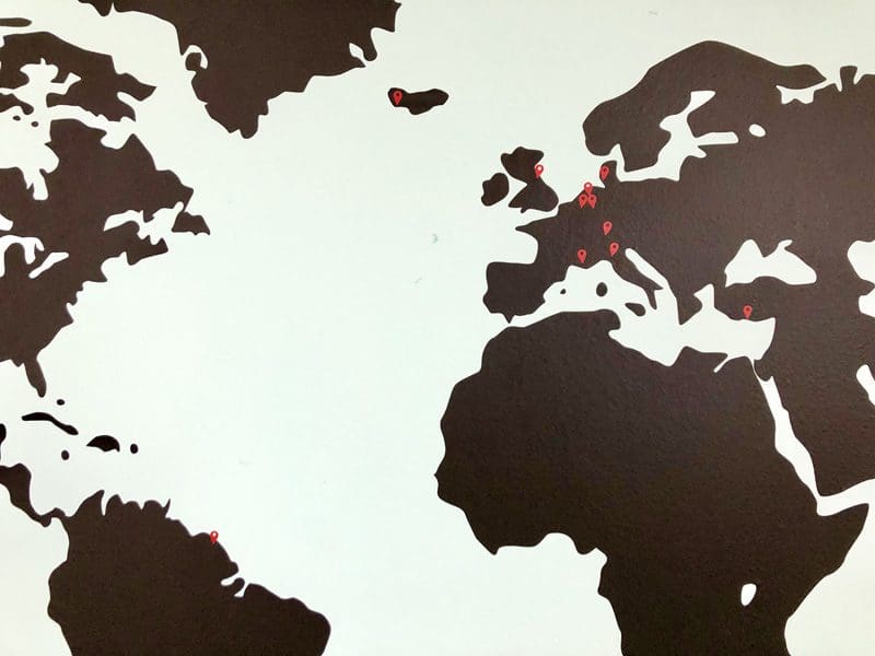 wereldkaart muursticker pin