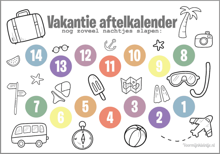 Aftelkalender voor vakantie, gratis te printen!