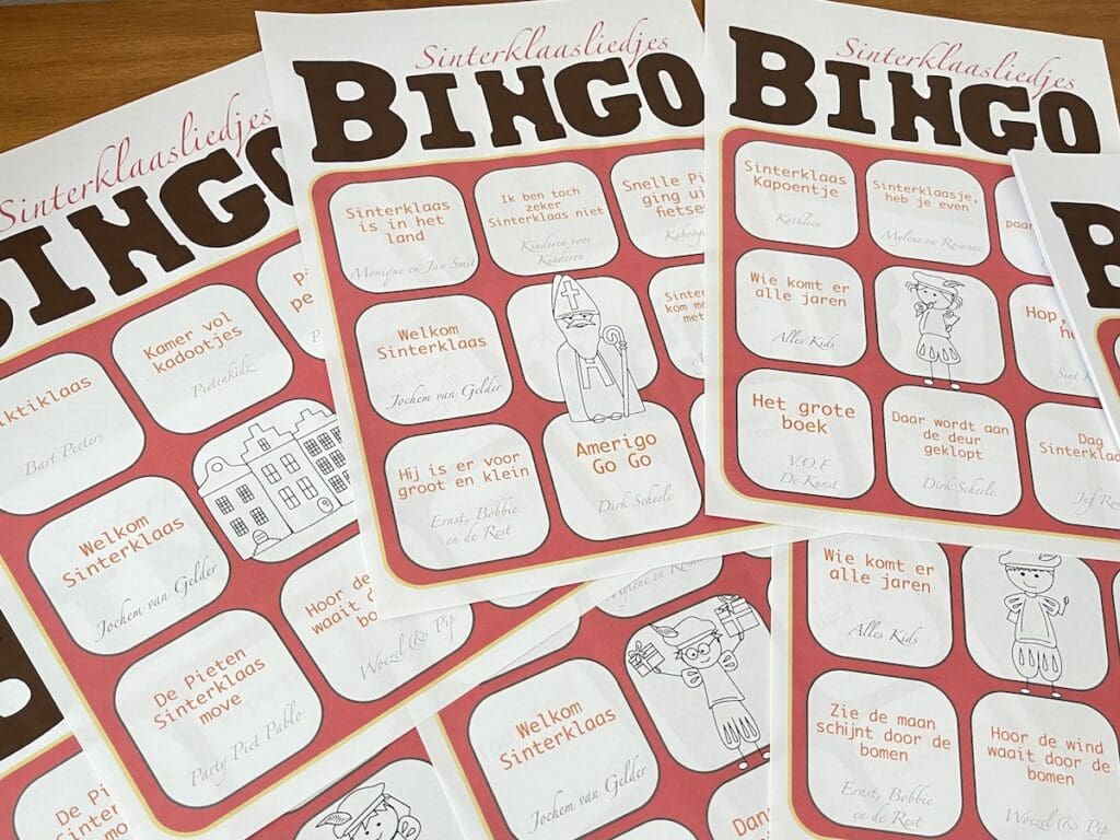 sinerklaasliedjes bingo